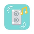 Music column audio speakers flat color icon.